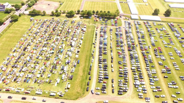 Aerial view of Redbourn car boot sale