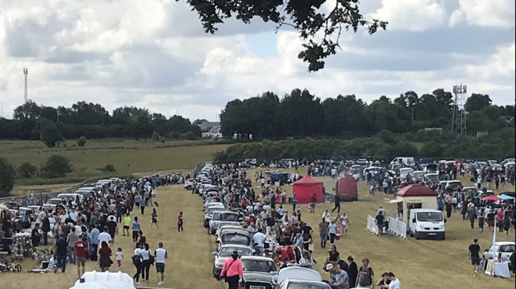 Stanborough car boot sale from an aerial view
